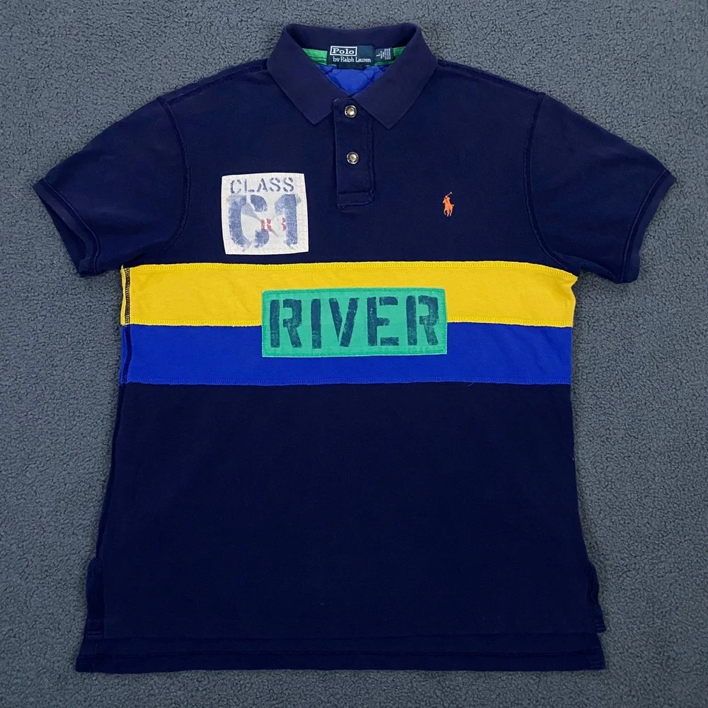 Polo Ralph Lauren Shirt Mens Large Navy Blue River RL Rafting 34 Class C1